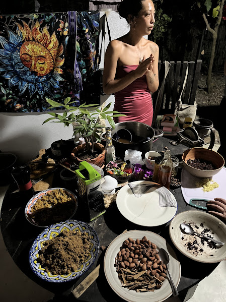 Cacao ceremony table