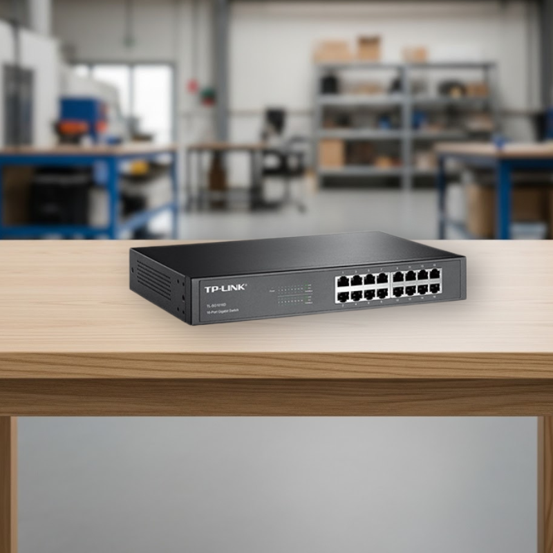 Painel traseiro do Switch TP-Link TL-SG1016D mostrando as 16 portas