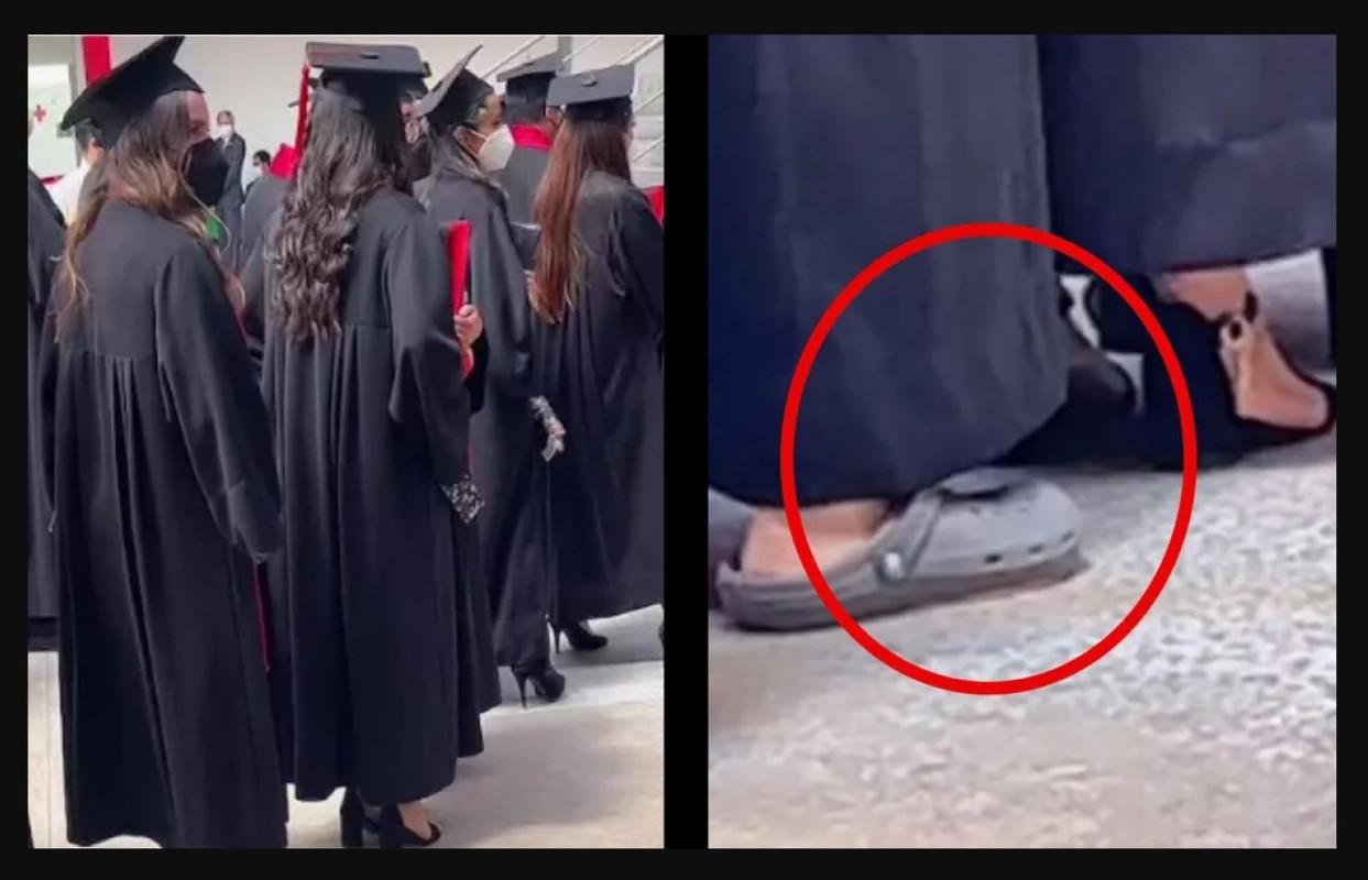 Joven asiste a su graduación en chanclas, usuarios la defienden