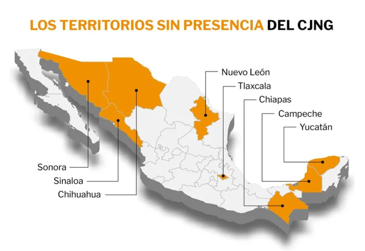 El CJNG y sus territorios en México