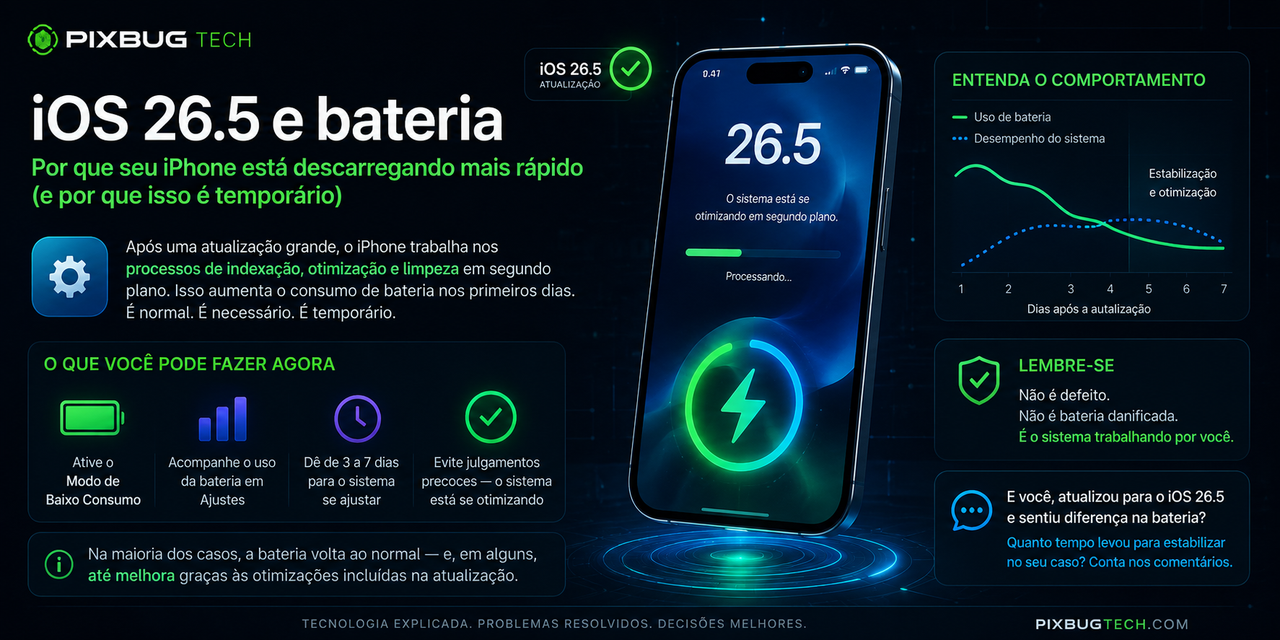 iOS 26.5 e o Dreno de Bateria: Por Que Seu iPhone Está Descargando Mais Rápido (e Por Que Não é Para Entrar em Pânico)