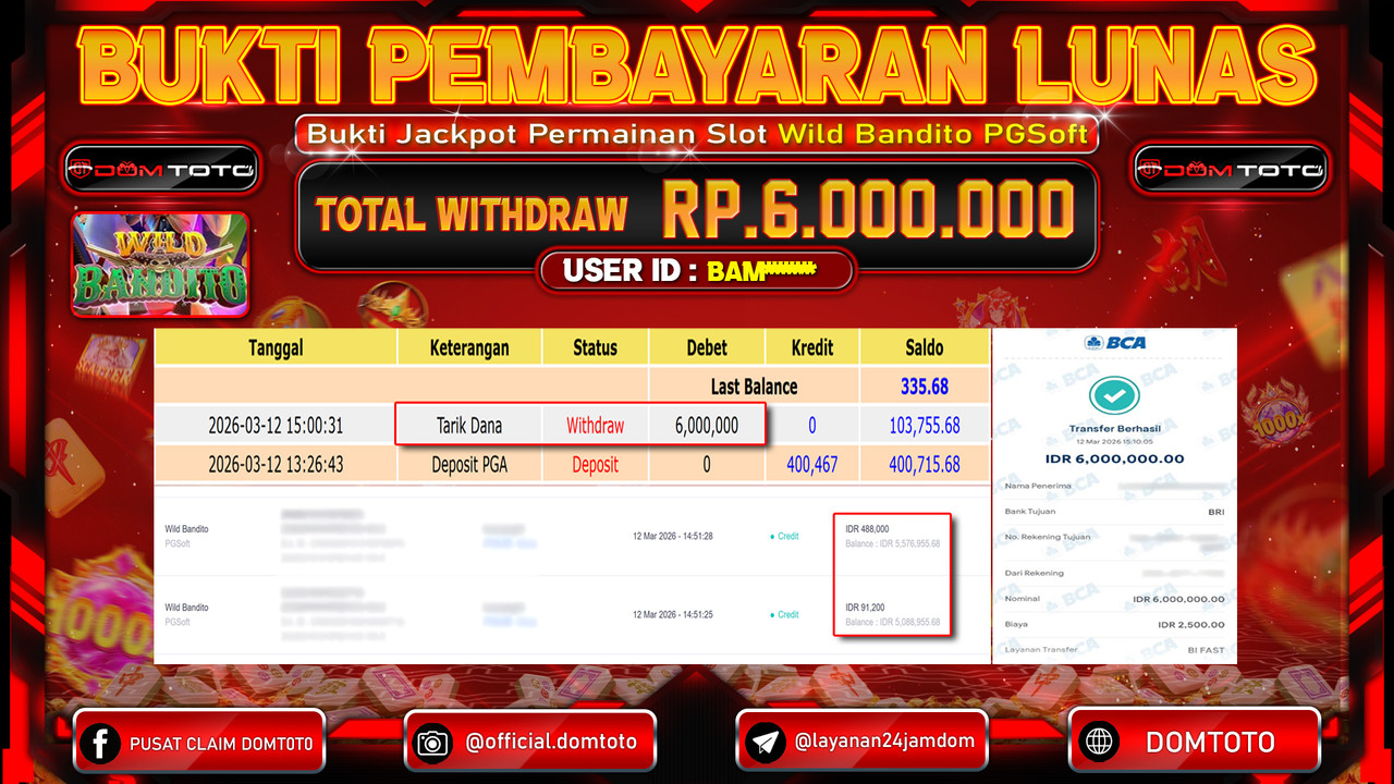 JACKPOT SLOT Wild Bandito PGSoft 12 MARET 2026