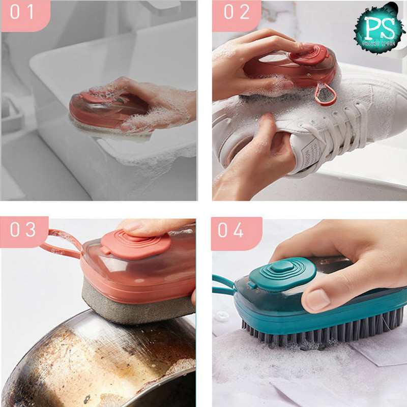 3pc Multifunctional Portable Brush Clothes Shoes Hydraulic Washing Hand Brush Kitchen Bathroom