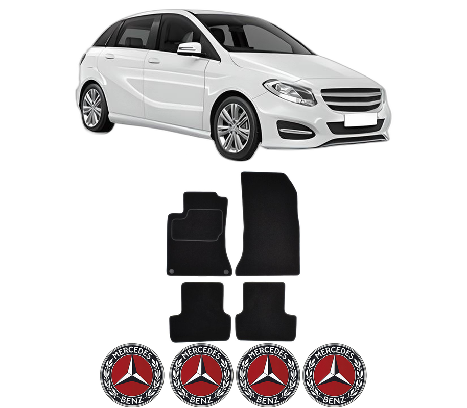 Set Covorase Presuri MERCEDES-BENZ B-CLASS Sports Tourer (W246, W242) din 2011-2018, Auto, Material Textil Mocheta, 4 Stickere auto cu MERCEDES-BENZ