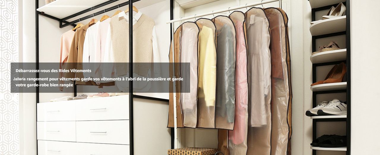 Lot De 6 Housses De Vêtements Transparentes - 60x100 Cm Et 60x140 Cm - Anti-Poussière Et Eau - Pour Costumes, Manteaux, Chemises