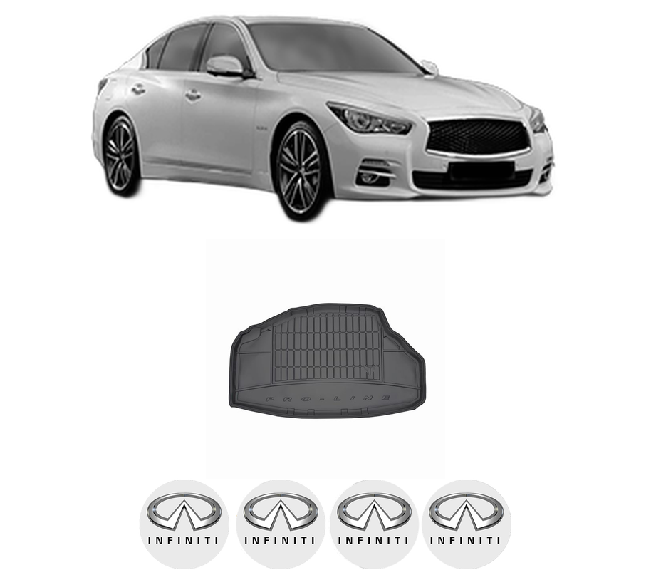 Tavita Portbagaj INFINITI Q50 din 2013-2015, Protectie Portbagaj Auto, 4x Stickere auto cu INFINITI
