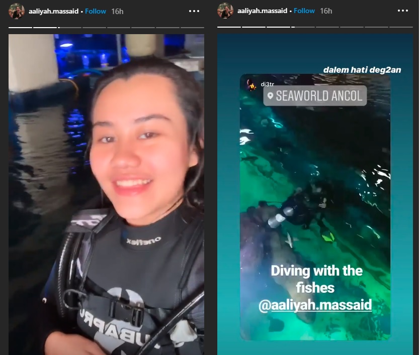 Persiapan Aaliyah Massaid untuk mengibarkan bendera merah putih di Sea World Ancol