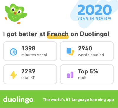 My 2020 Duolingo Stats
