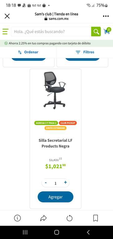 Sams Club: Silla Secretarial LF Products Negra (comprando 3)