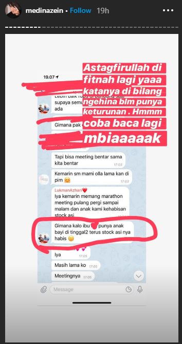 Tangkapan layar Instagram Story Medina Zein