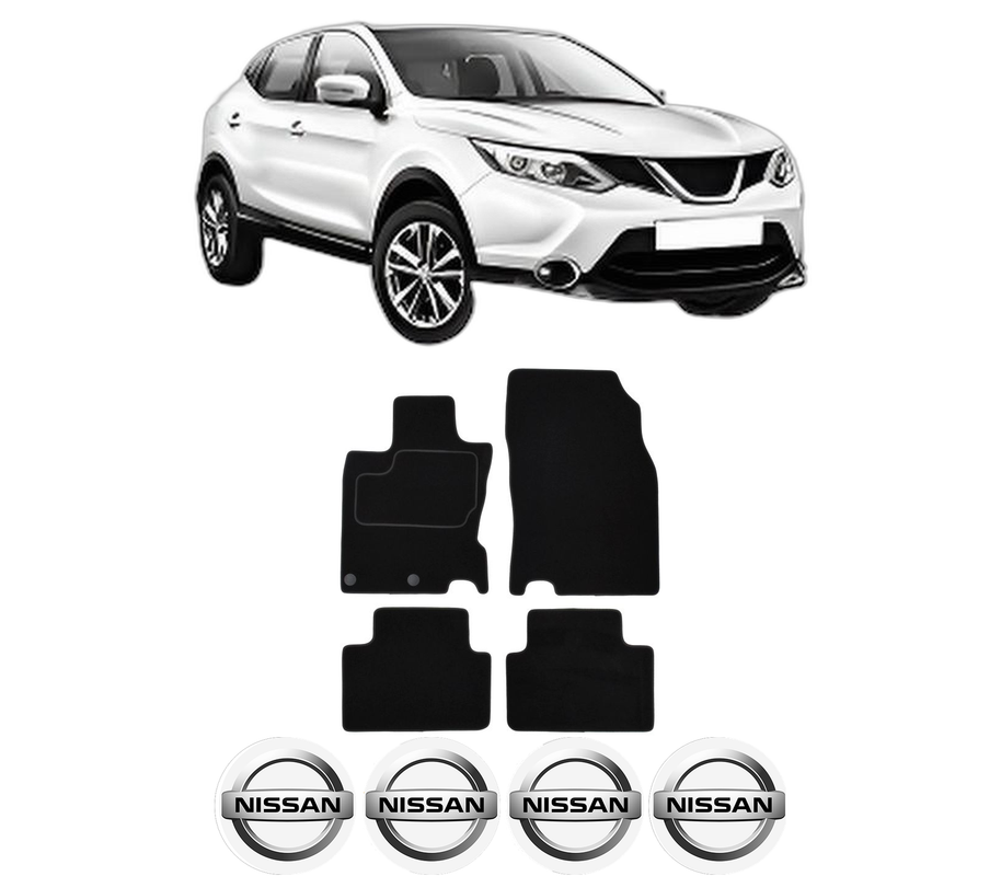 Set Covorase Presuri NISSAN QASHQAI II (J11, J11_) din 2013-2014, Auto, Material Textil Mocheta, 4 Stickere auto cu NISSAN