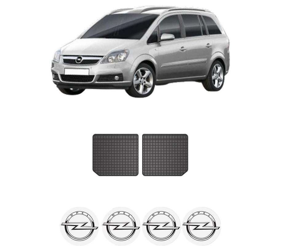Set covorase presuri OPEL ZAFIRA / ZAFIRA FAMILY B (A05) din 2005-2015, auto, din cauciuc thermoplastic, 4 Stickere auto cu OPEL