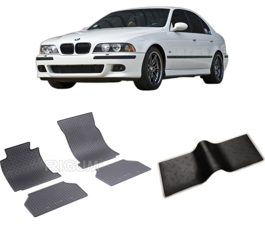 Set covorase auto BMW SERIA 5 E39 din 1996-06.2003, cu covoras tunel median, CAROSERIE SEDAN, Presuri cauciuc 100%, compatibil cu autoturismul BMW SERIA 5 E39, Rigum