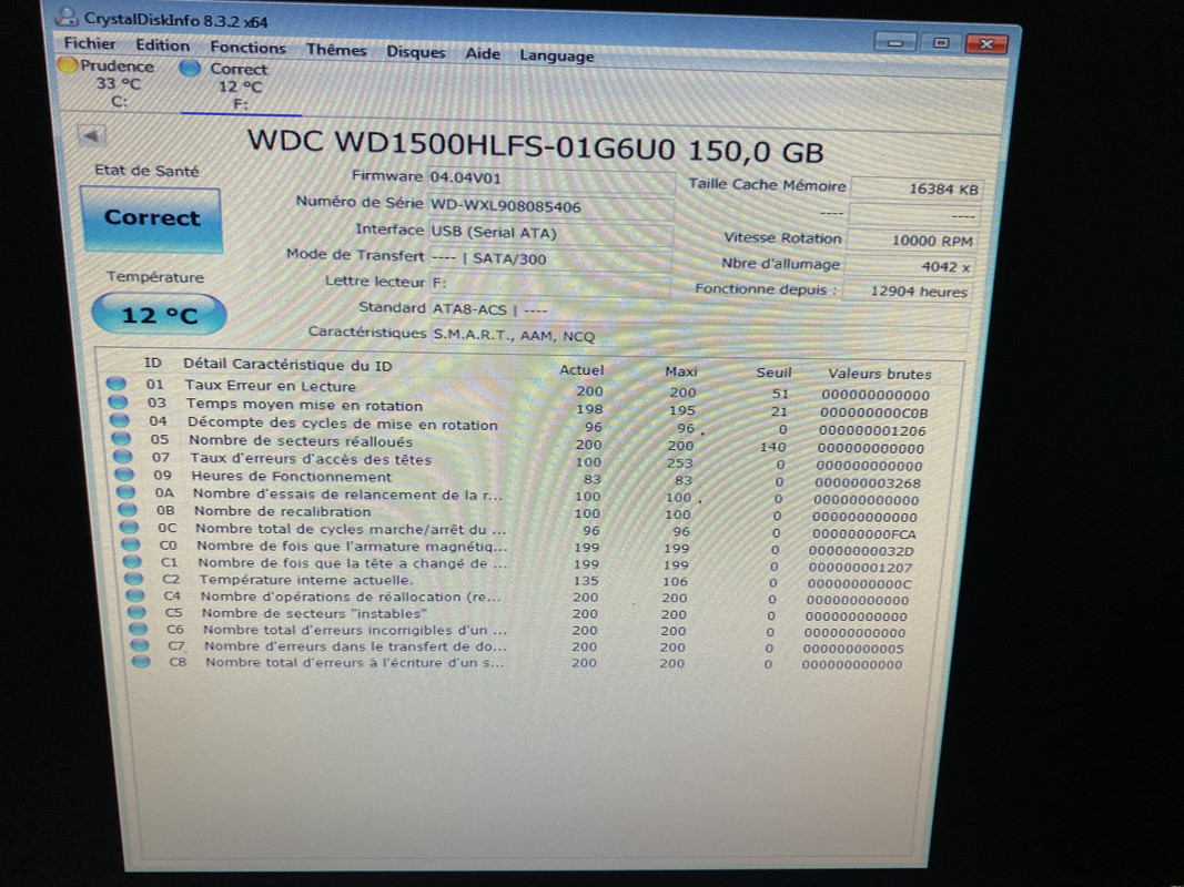 HDD WD RAPTOR 150 GO WD1500HLFS WXL908095406 -2