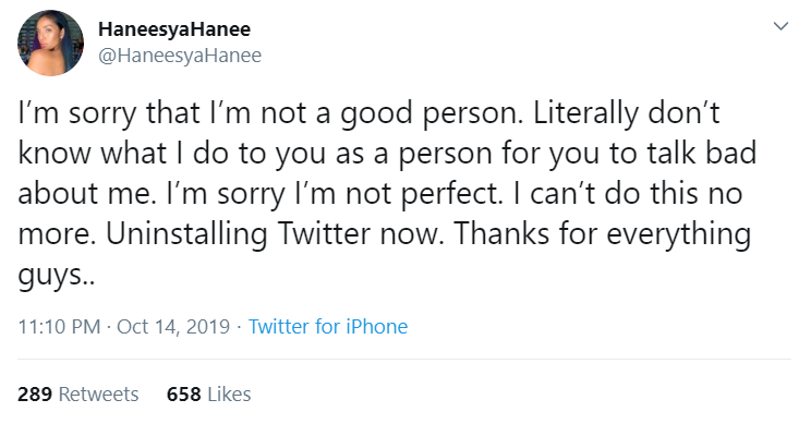 haneesya hanee cuba raih publisiti dengan gunakan ayat sulli untuk nyahaktif twitternya