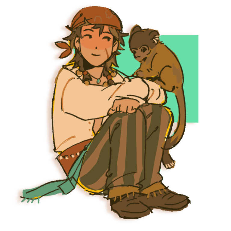 chip & a monkey with a teal square