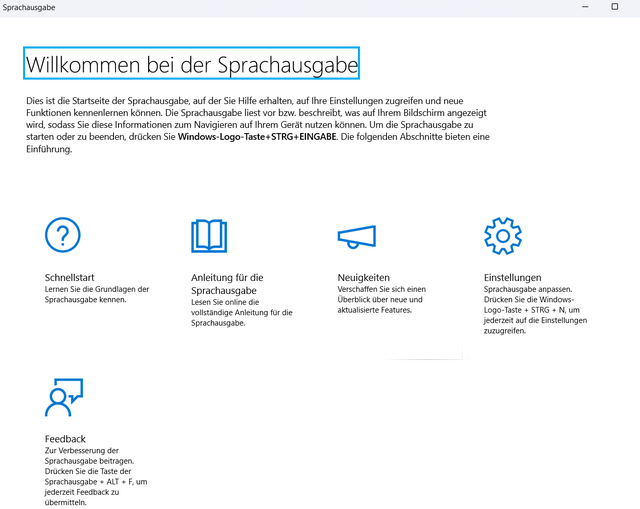 Einstellungen - Sprachausgabe