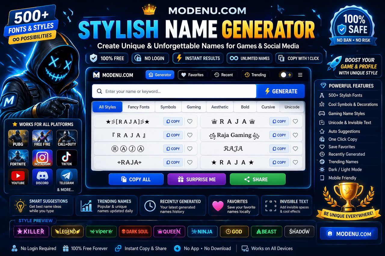 stylish name generator with 99 powerful premium names for games and brands