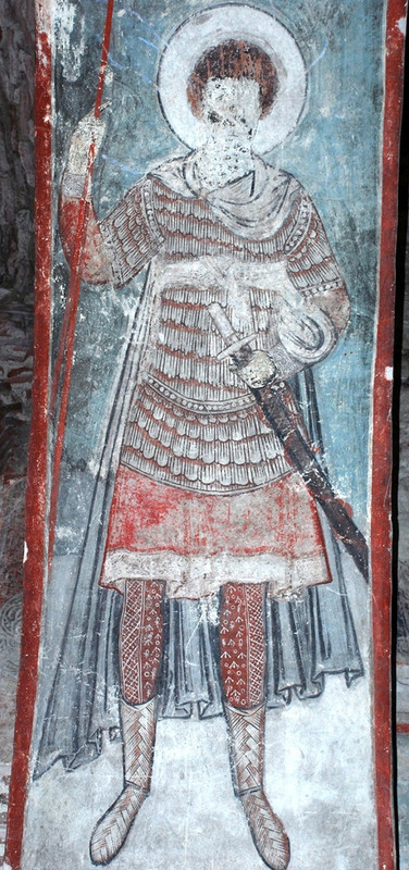 A_fresco_of_warrior_saint_from_Timotesubani,_Georgia_-2