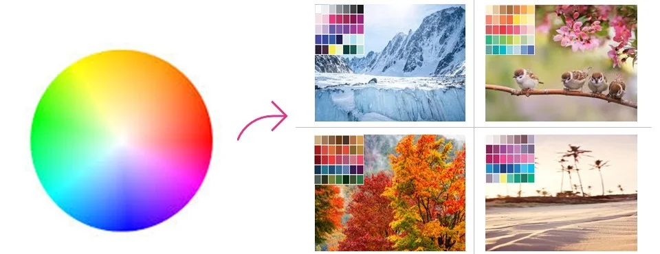 Une infinité de couleurs sont regroupées pour simplifier en 4 saisons principales