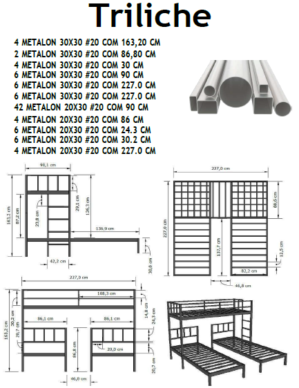 Projeto de móvel industrial com medidas