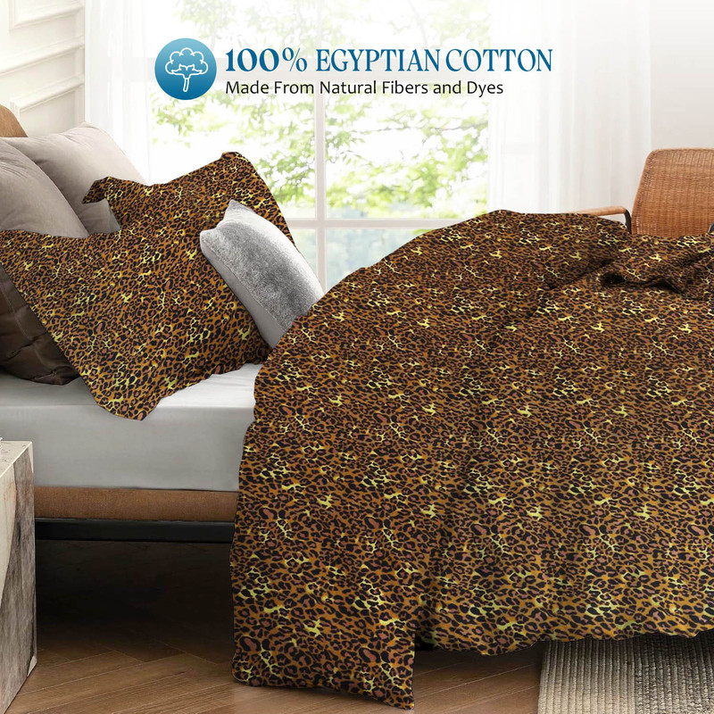 Picture of 1000 TC 100% Egyptian Cotton Duvet set Zipper Closur Ultra Soft Durable and Fade Resistant Color Leopard Print Solid size Queen