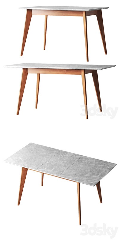 Dining table gray-marble 120-160 cm R-Home