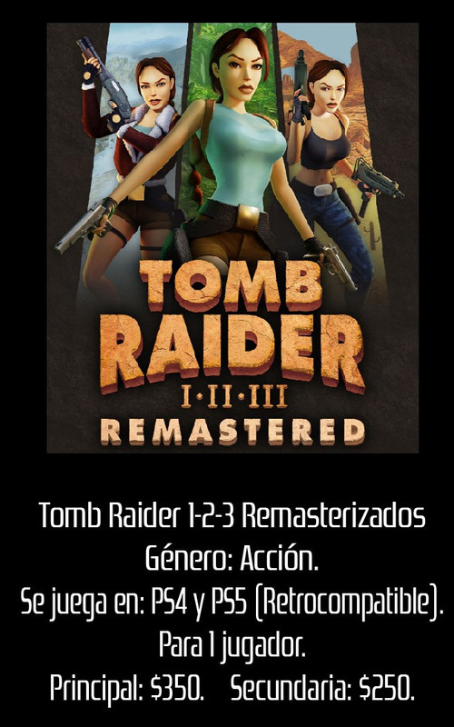 Tomb Raider 1, 2 y 3 Remasterizados