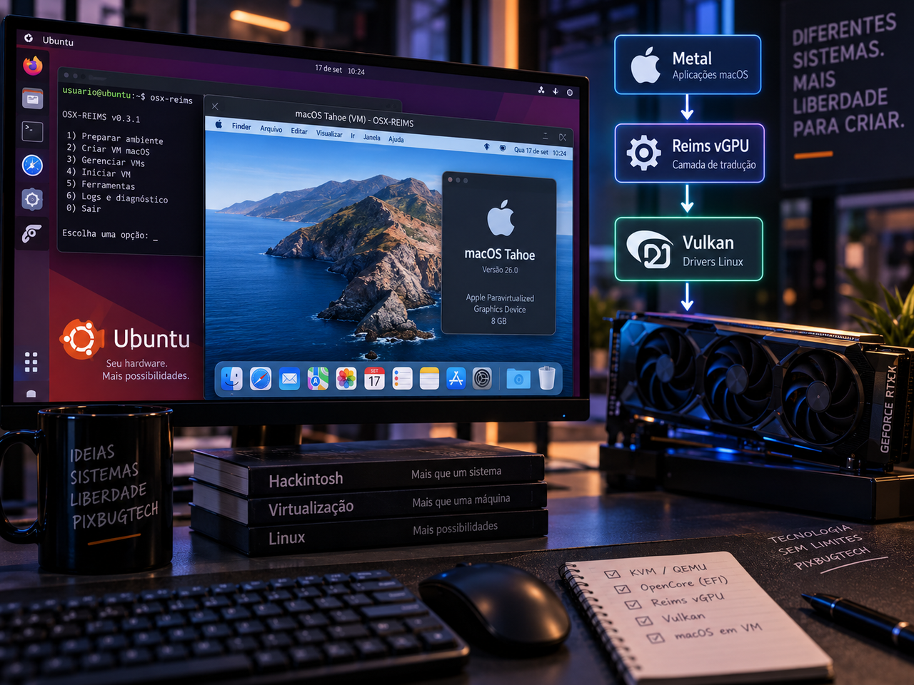 OSX-REIMS tenta quebrar uma velha barreira do Hackintosh: macOS virtualizado com aceleração gráfica via Vulkan