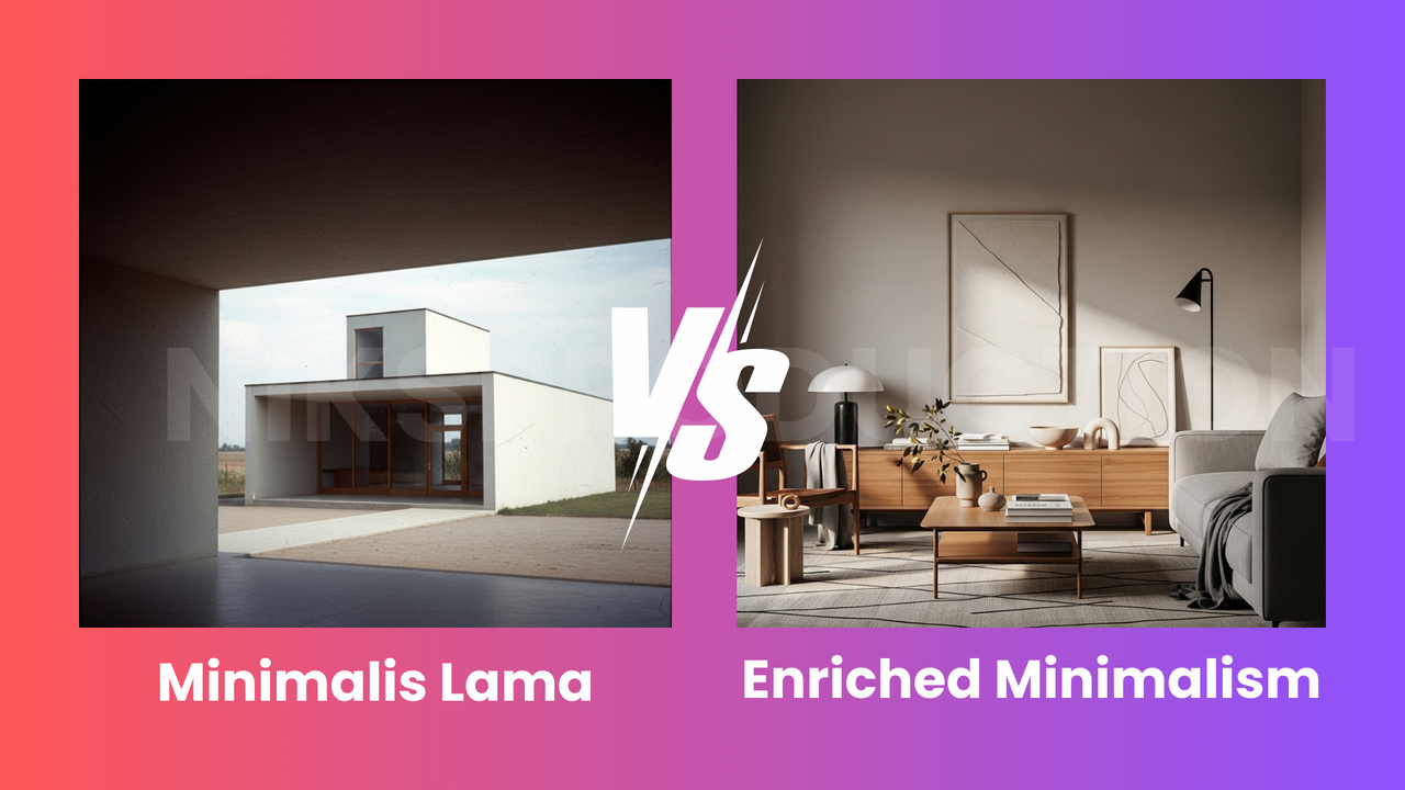 Perbandingan visual antara desain minimalis lama dengan enriched minimalism oleh niksproduction