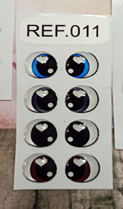 Ojos adhesivos 10mm ref.11 relieve sticker 12pz para tela fomi p