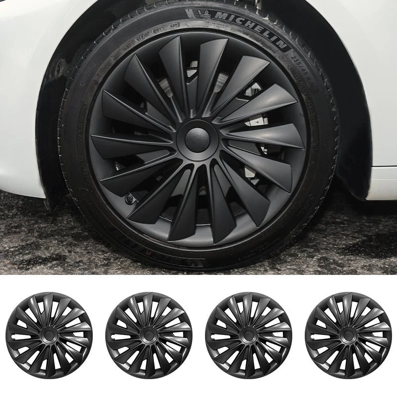 Close-up of Tesla Model 3 wheel cover