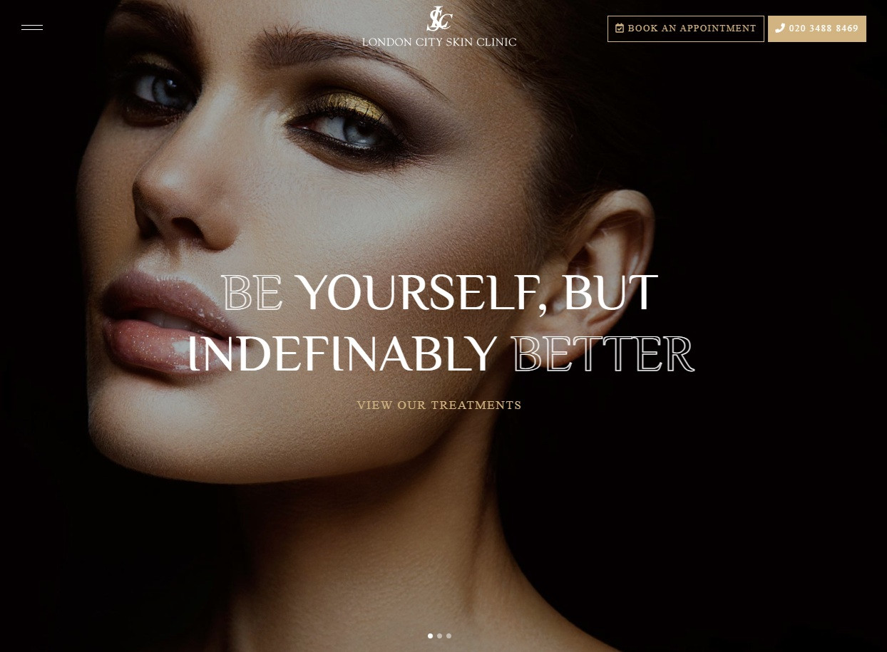 London city skin clinic hero image with facial aesthetics focus.