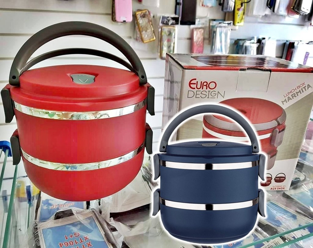 Marmita dupla Lunch Box LB1234-AZ, Euro Home