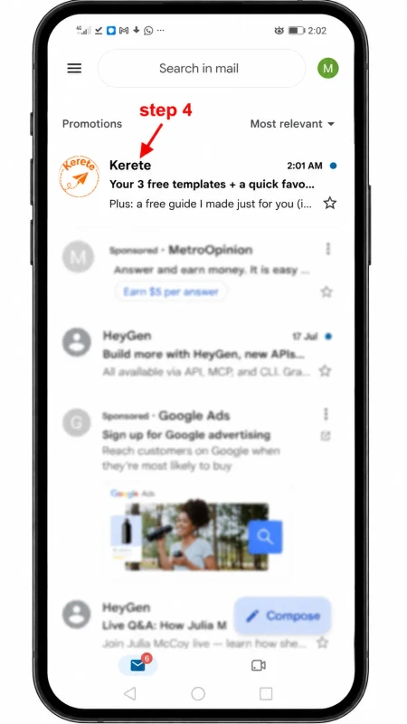 Step 4: find your Kerete email