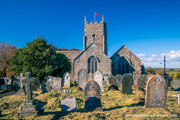 Church of St Marwenne, Marhamchurch, flying the Union Jack for Armistice Day.