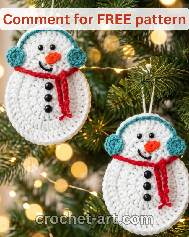 Crochet Snowman Applique 10