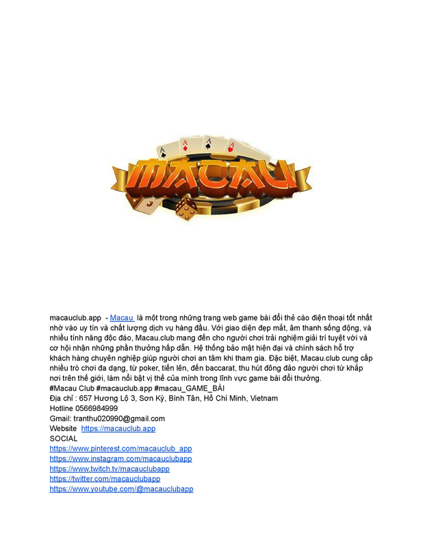 Macau Club Tại Game Bài Đổi Thưởng - macauclub.app