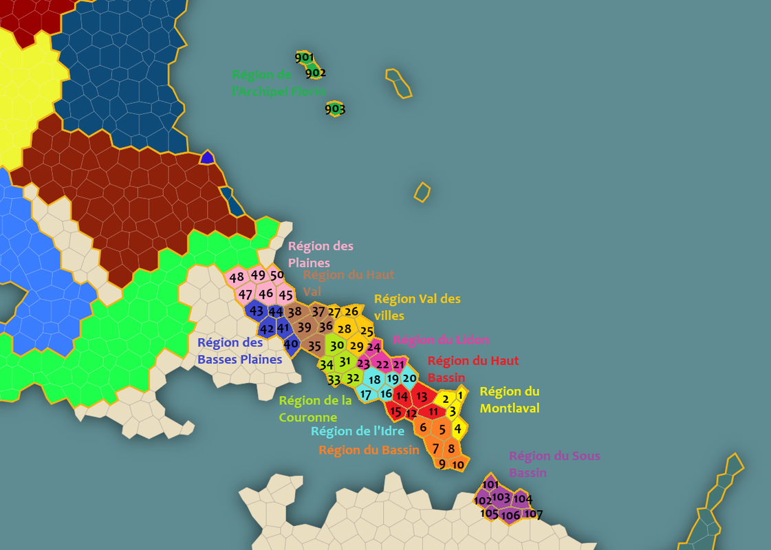 Carte des Régions et département de l'Etat du Montlaval