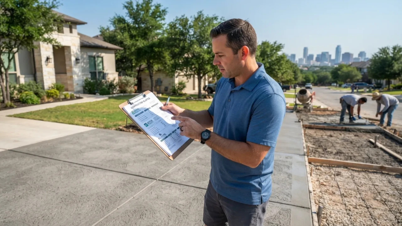 Comparing driveway contractor quotes San Antonio concrete project