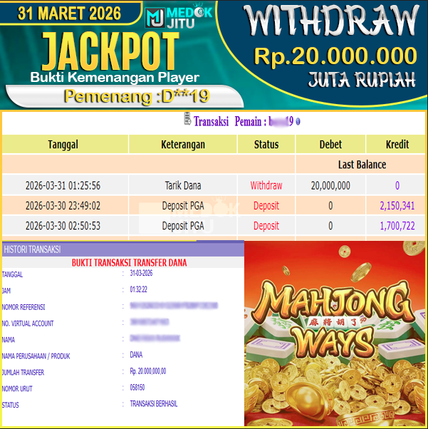 jackpot-permainan-slot--pg-soft-mahjong-ways-1--rp-20000000-dibayar-lunas-di-medokjitu