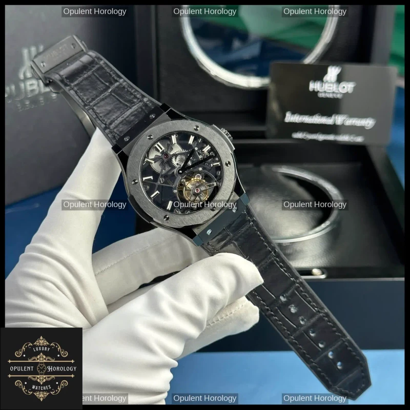 Hublot Classic Fusion Skeleton Tourbillon Black Ceramic Watch 45mm