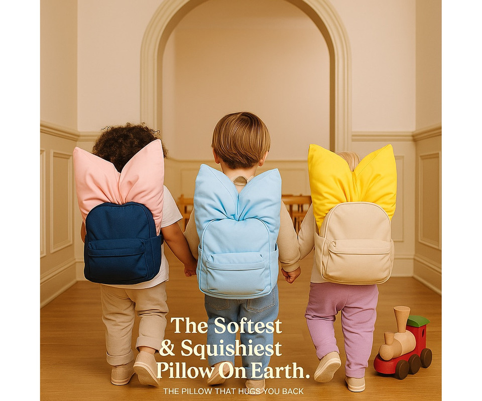 Toddler hugging bamboo daycare nap pillow in preschool