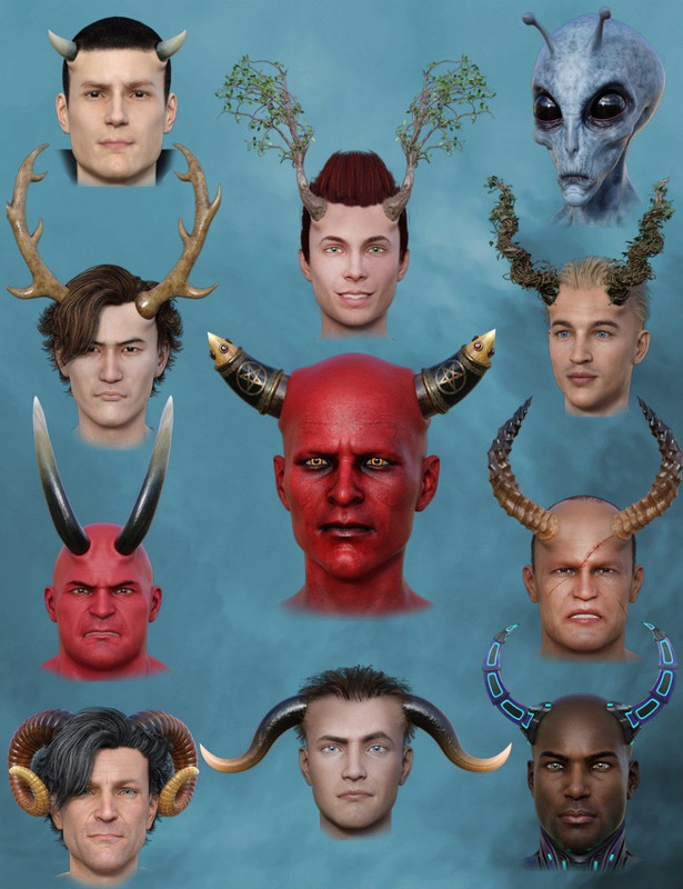 universal horns for genesis 8 males 00 main daz3d