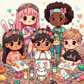 Grupo de personas haciendo manualidades