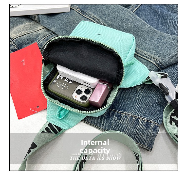 Unisex Mini Nylon Crossbody Sling Bag Chest Pouch Adjustable Wide Strap Lightweight Light Green for Travel Sports & Festivals