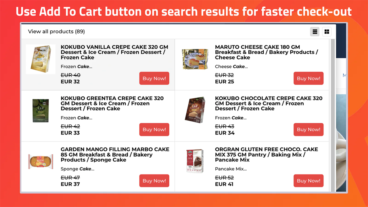 With AddSearch, you can easily include an “Add To Cart” button on search results for faster check-out.