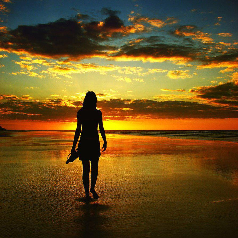 beach walk sunset