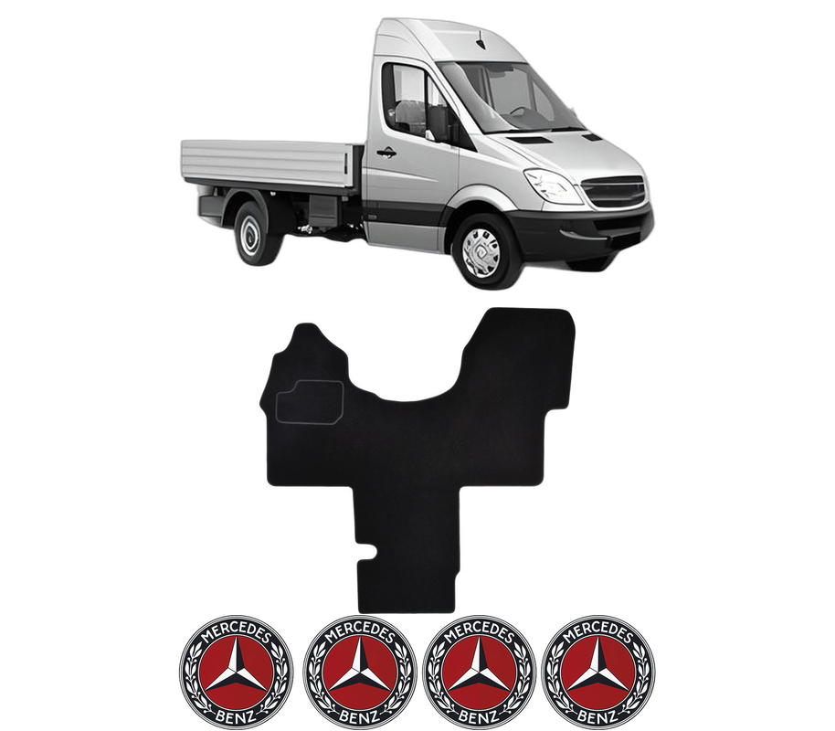 Set Covorase Presuri MERCEDES-BENZ SPRINTER 5-t Platform/Chassis (B906) din 2006-2018, Auto, Material Textil Mocheta, 4 Stickere auto cu MERCEDES-BENZ
