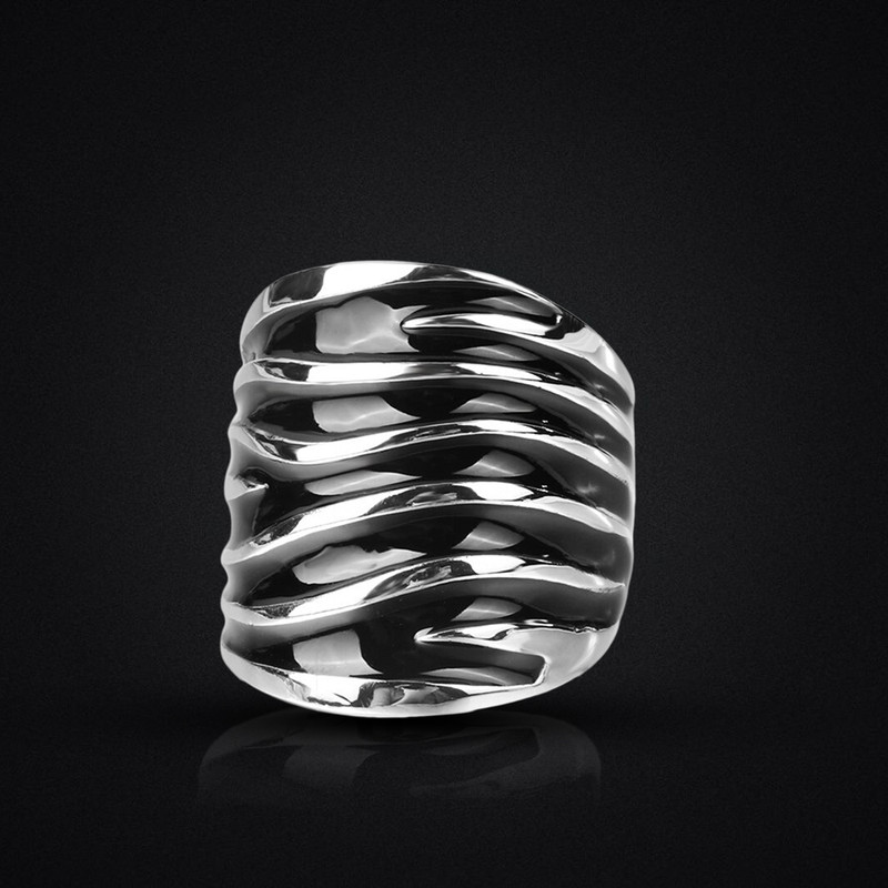 NEW Fashion Enamel Elegant Black Ring Silver Color Men Women Jewelry Size 8-9